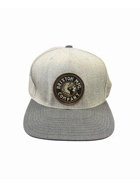 Brixton Manufacturing Company Snapback Hat Gray Wool Blend Flat Brim Adjustable